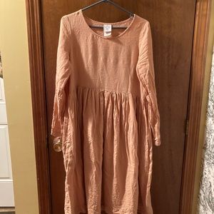 Son De Flor 100% linen Smock dress size small, sand beige color.